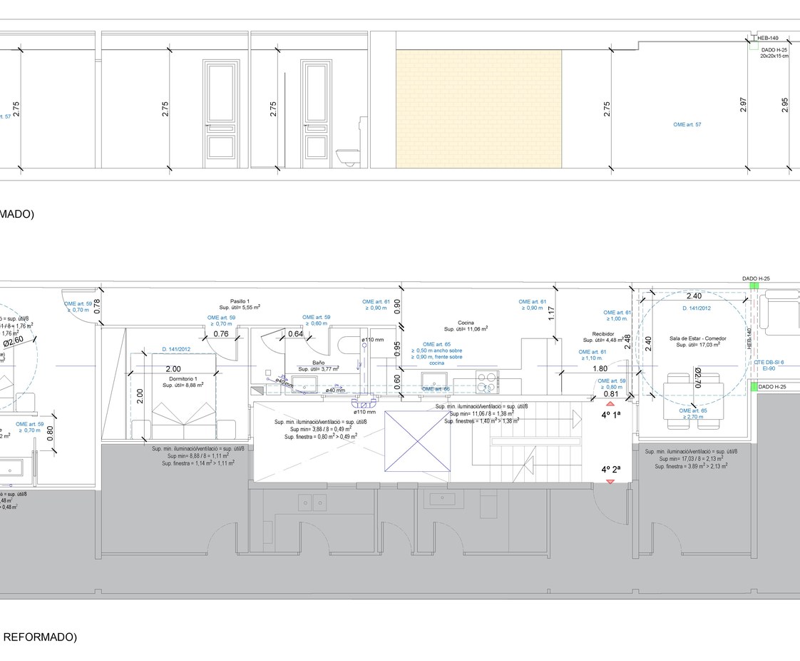 Reforma Interior de Vivienda en el Eixample de Barcelona, con Redistribución y Afectación Estructural